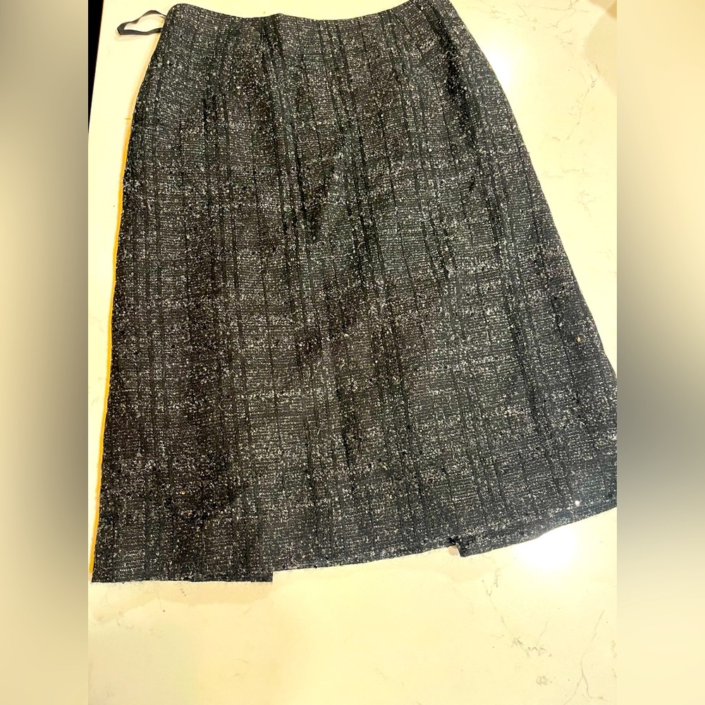 TULEH Grey Wool Blend Skirt with Silver threads